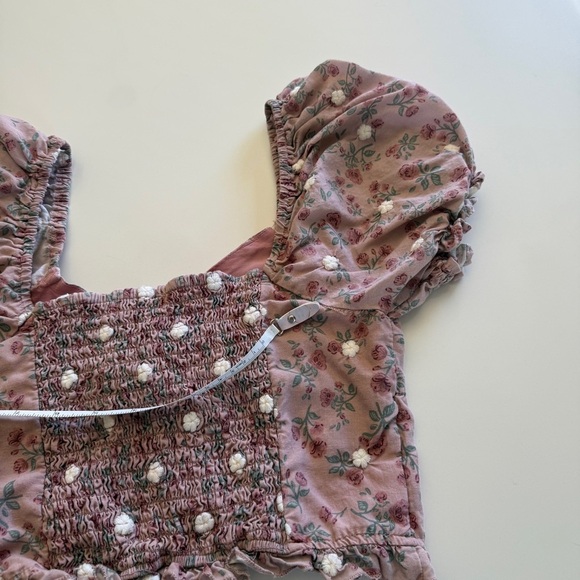 Altar’d State-Mauve Floral Corset Crop Top-Puff Sleeves-Side Zip-Embroidered-L - Picture 8 of 12